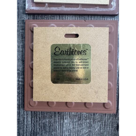 Vintage Earthtones Southwestern Art 6” Tiles Set 1990s Hand painted KRIT - Picture 7 of 11